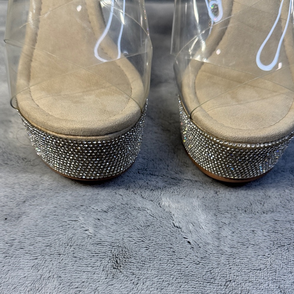 Fashion Nova “Always Ready” Rhinestone Wedges - Size 6.5 - Picture 7 of 13